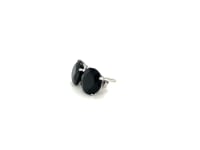 14k White Gold 8.0mm Round Black CZ Stud Earrings