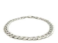 Rhodium Plated Sterling Silver Curb Style Bracelet (7.20 mm)