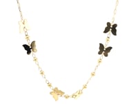 14k Yellow Gold 18 inch Necklace with Polished Butterflies and Beads