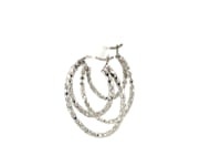 Sterling Silver Double Oval Textured Hoop Earrings