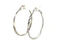 14k White Gold Mobius Twisted Hoop Earrings(1.5x50mm)