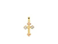 14k Tri Color Gold Cross Pendant