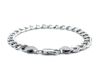 Sterling Silver Small Ridged Circular Chain Bracelet with Rhodium Plating (6.00 mm)