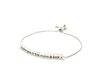 Sterling Silver Adjustable I Love You to the Moon and Back Bracelet (1.20 mm)