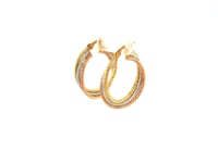 14k Tri Color Gold Three Part Round Hoop Earrings(4.5x26mm)