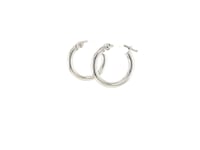 14k White Gold Polished Hoop Earrings (2x15mm)