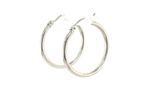 14k White Gold Polished Hoop Earrings (2x25mm)