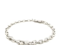 Sterling Silver Rhodium Plated Chain Bracelet with a Flat Heart Station (5.00 mm)