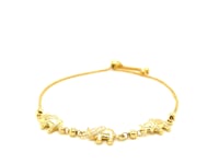 14k Yellow Gold Elephant Station Lariat Style Bracelet (1.00 mm)