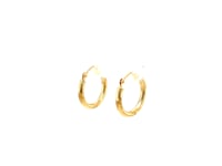 14k Yellow Gold Fancy Diamond Cut Slender Small Hoop Earrings (2x15mm)