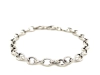 Sterling Silver Polished Charm Bracelet with Rhodium Plating (5.10 mm)