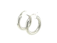 Sterling Silver Thick Polished Hoop Earrings with Rhodium Plating (2x20mm)