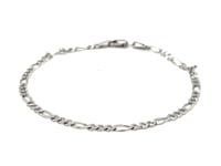 2.6mm 14k White Gold Figaro Anklet 