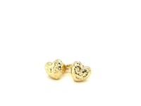 14k Yellow Gold Puffed Heart Earrings with Diamond Cuts(8mm)