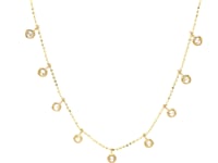 14k Yellow Gold Necklace with Round Diamond Charms