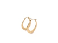 14k Yellow Gold Textured Graduated Twist Hoop Earrings