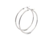 14k White Gold Polished Hoop Earrings (2x40mm)