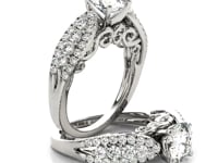 14k White Gold Multirow Shank Round Diamond Engagement Ring (1 1/2 cttw)