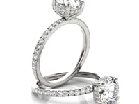 14k White Gold Diamond Engagement Ring with Scalloped Row Band (2 1/4 cttw)