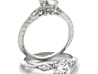 14k White Gold Diamond Engagement Ring with Side Clusters (1 1/8 cttw)