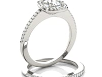 14k White Gold Pave Style Slim Shank Diamond Engagement Ring (1 1/8 cttw)