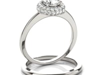 Diamond Engagement Ring with Pave Halo Stones in 14k White Gold (1 3/8 cttw)