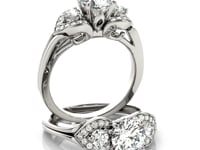 14k White Gold 3 Stone Diamond Engagement Antique Style Ring (1 3/8 cttw)