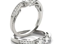 Two Stone Diamond Ring With Milgrain Design In 14k White Gold (3/4 cttw)