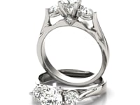 14k White Gold 3 Stone Prong Setting Diamond Engagement Ring (1 3/8 cttw)