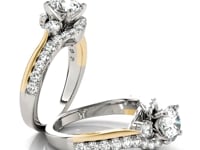 14k White And Yellow Gold Round Bypass Diamond Engagement Ring (1 1/2 cttw)