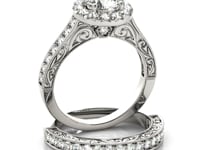 14k White Gold Round Diamond Engagement Ring with Stylish Shank (1 5/8 cttw)